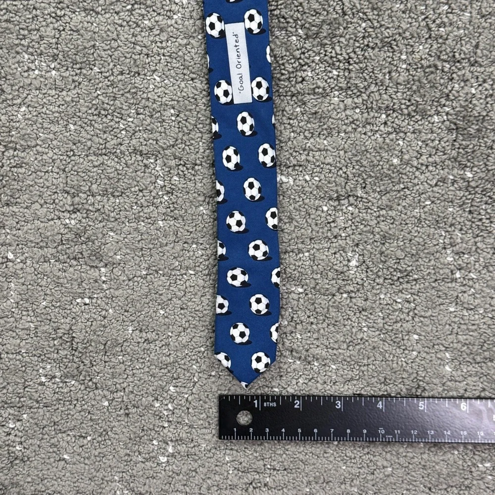 ALYNN Men's Silk Necktie Sport Preppy Novelty Football Soccer Tie Blue NWT